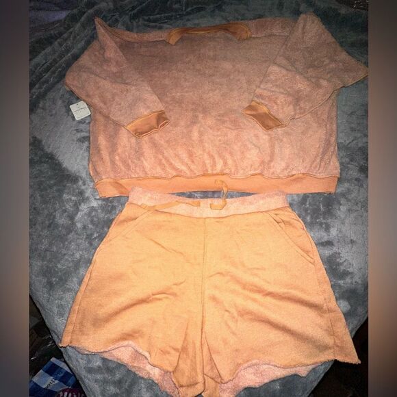 NWTs Free People Movement Kelly Two Piece Set Size XS In Taupe Cognac - Picture 3 of 7